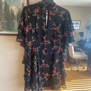 Sheer chiffon floral tiered minidress - 1X